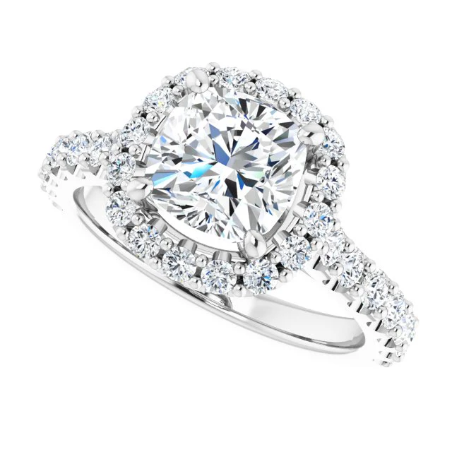 Cubic Zirconia Engagement Ring- The Mckenzie (Customizable Cushion Cut) - Image 8