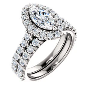 Cubic Zirconia Engagement Ring- The Mckenzie (Customizable Marquise Cut) - Image 7