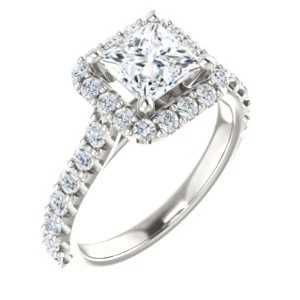 Cubic Zirconia Engagement Ring- The Mckenzie (Customizable Princess Cut) - Image 2