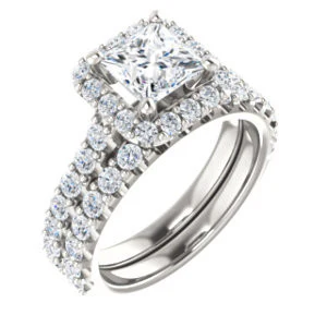 Cubic Zirconia Engagement Ring- The Mckenzie (Customizable Princess Cut) - Image 7