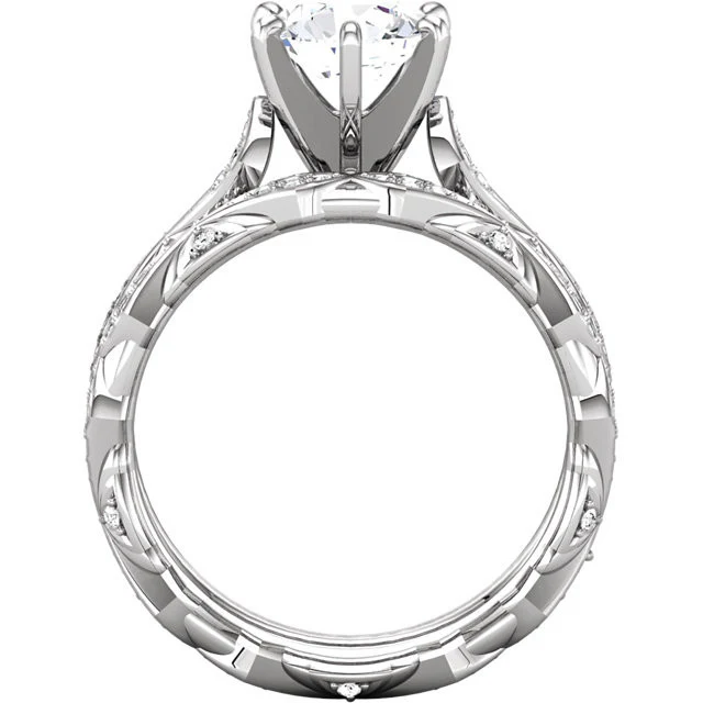Cubic Zirconia Engagement Ring- The Melinda (0.25-1.0 Carat Round-Cut with Double-Bowtie Accented Band) - Image 4