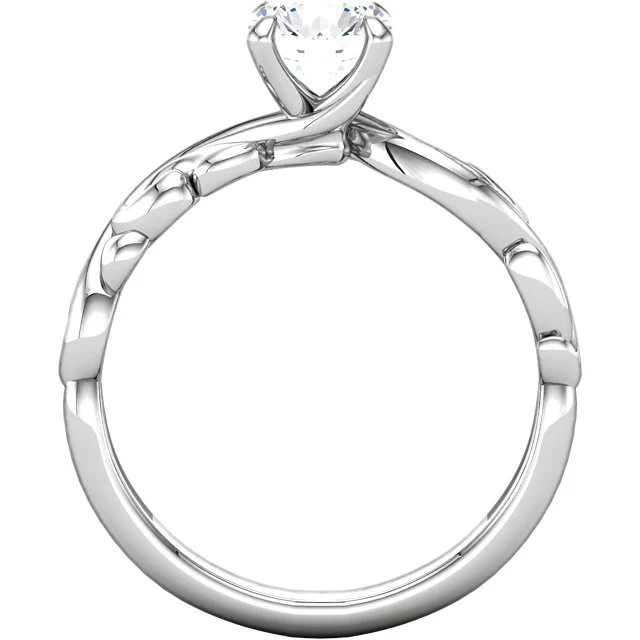 Cubic Zirconia Engagement Ring- The Miranda (1 Carat Round-Cut "Scrunchy" Band Solitaire) - Image 4