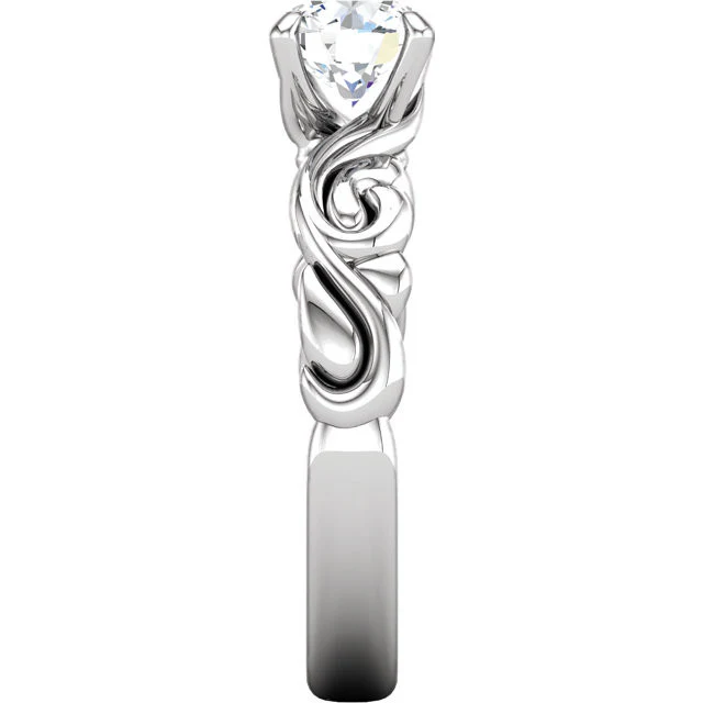 Cubic Zirconia Engagement Ring- The Miranda (1 Carat Round-Cut "Scrunchy" Band Solitaire) - Image 5