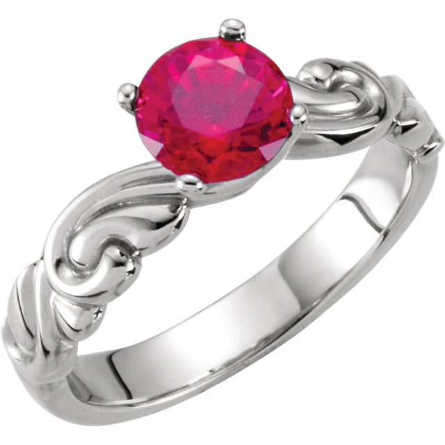 Cubic Zirconia Engagement Ring- The Miranda (1 Carat Round-Cut "Scrunchy" Band Solitaire) - Image 7