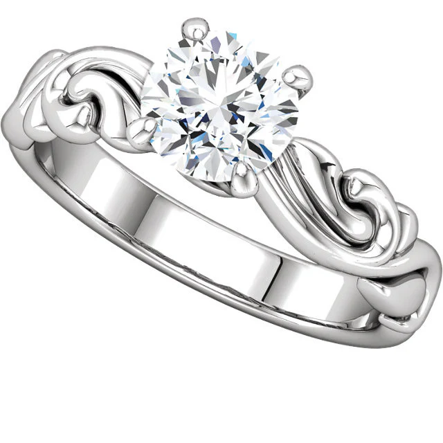 Cubic Zirconia Engagement Ring- The Miranda (1 Carat Round-Cut "Scrunchy" Band Solitaire) - Image 9
