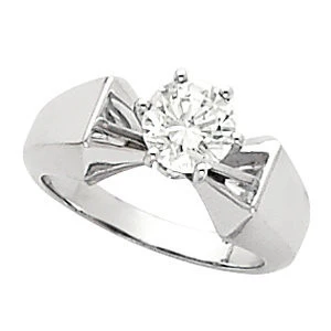 Cubic Zirconia Engagement Ring- The Misty (Round 1 Carat Solitaire with Squared Shank) - Image 3