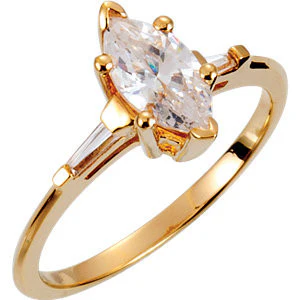 Cubic Zirconia Engagement Ring- The Mylove (0.50-4.0 Carat Marquise-cut 3-stone with Baguettes) - Image 2