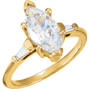 Cubic Zirconia Engagement Ring- The Mylove (0.50-4.0 Carat Marquise-cut 3-stone with Baguettes) - Image 3