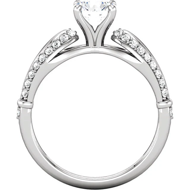 Cubic Zirconia Engagement Ring- The Nancy (0.5-1.5 Carat Round Slippers-inspired Split-Band with Pave) - Image 5