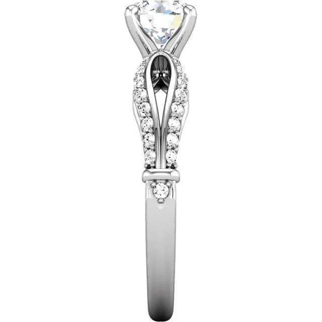 Cubic Zirconia Engagement Ring- The Nancy (0.5-1.5 Carat Round Slippers-inspired Split-Band with Pave) - Image 6
