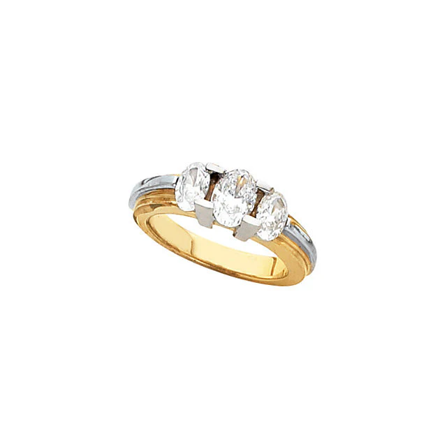Cubic Zirconia Engagement Ring- The Olivia (0.50-0.75 CT  Triple Oval Cut Setting with Two-Tone Metals) - Image 3
