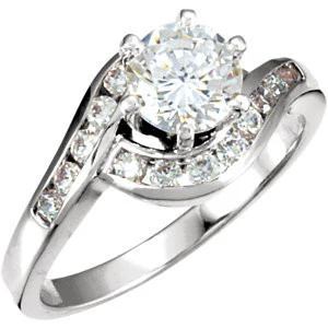 Cubic Zirconia Engagement Ring- The Porsche (Customizable Bypass Band with Round Channel Accents) - Image 2