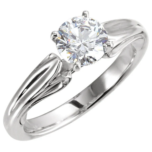 Cubic Zirconia Engagement Ring- The Sandra (Sculptural-Inspired 1 Carat Round Solitaire) - Image 3