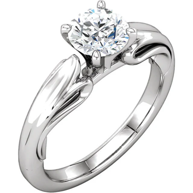 Cubic Zirconia Engagement Ring- The Sandra (Sculptural-Inspired 1 Carat Round Solitaire) - Image 4