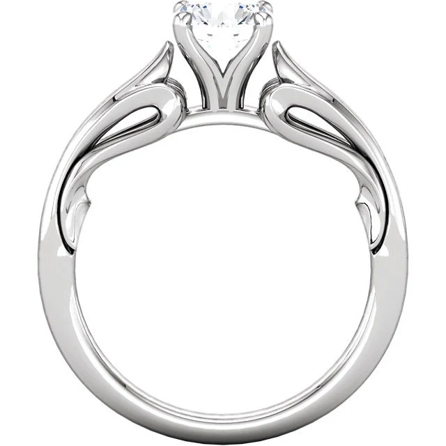 Cubic Zirconia Engagement Ring- The Sandra (Sculptural-Inspired 1 Carat Round Solitaire) - Image 5