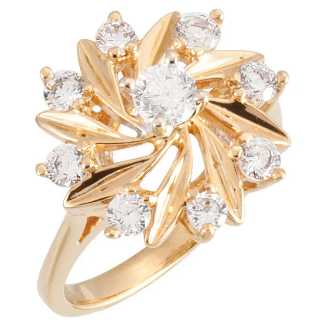 Cubic Zirconia Engagement Ring- The Shania (0.81 CTW "Sunflower"-inspired 8-Stone Cluster-Style) - Image 3