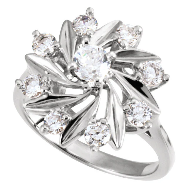 Cubic Zirconia Engagement Ring- The Shania (0.81 CTW "Sunflower"-inspired 8-Stone Cluster-Style) - Image 5