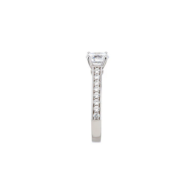 Cubic Zirconia Engagement Ring- The Stacey Michelle (Round with Pave Band & Peeekaboo Bezel Accents) - Image 6