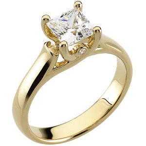 Cubic Zirconia Engagement Ring- The Stacy Belle (0.25-1.25 CT Princess-Cut with Twin Round Peekaboos) - Image 3