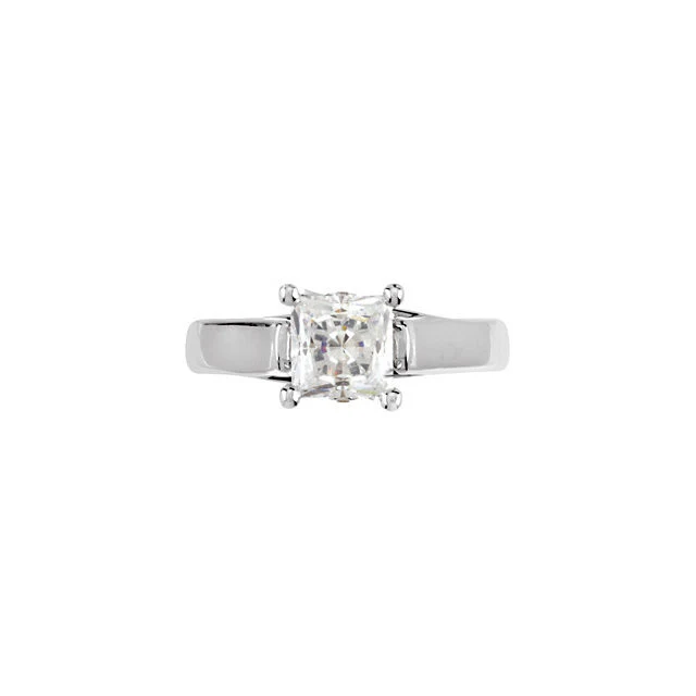 Cubic Zirconia Engagement Ring- The Stacy Belle (0.25-1.25 CT Princess-Cut with Twin Round Peekaboos) - Image 6