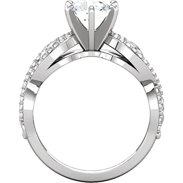 Cubic Zirconia Engagement Ring- The Tanya (0.25-1.0 Carat Round Curlicue Split-Band Pave) - Image 6