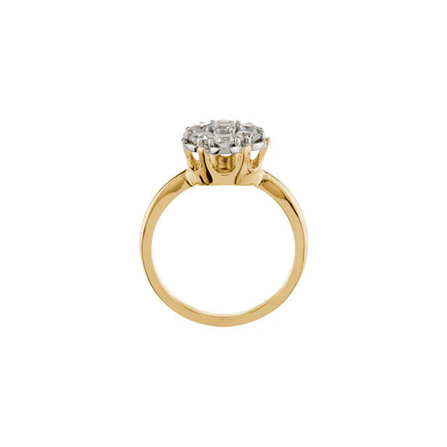 Cubic Zirconia Engagement Ring- The Tasha  (1.05 TCW 7-Stone Cluster-Style Two-Tone Option) - Image 4