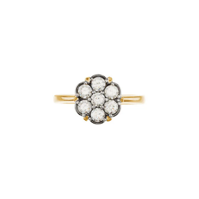 Cubic Zirconia Engagement Ring- The Tasha  (1.05 TCW 7-Stone Cluster-Style Two-Tone Option) - Image 5