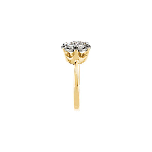 Cubic Zirconia Engagement Ring- The Tasha  (1.05 TCW 7-Stone Cluster-Style Two-Tone Option) - Image 6