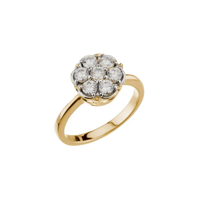 Cubic Zirconia Engagement Ring- The Tasha  (1.05 TCW 7-Stone Cluster-Style Two-Tone Option) - Image 7