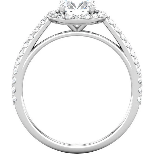 Cubic Zirconia Engagement Ring- The Teresa Ava (0.5-2.5 Carat Round Halo-Style with Pave Band) - Image 4