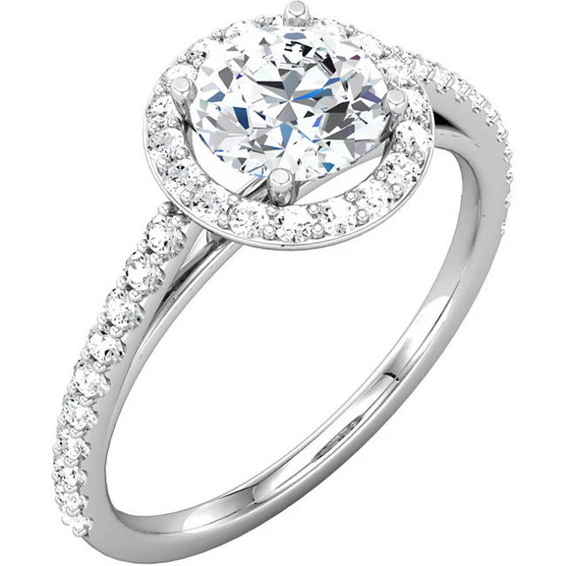 Cubic Zirconia Engagement Ring- The Teresa Ava (0.5-2.5 Carat Round Halo-Style with Pave Band) - Image 5
