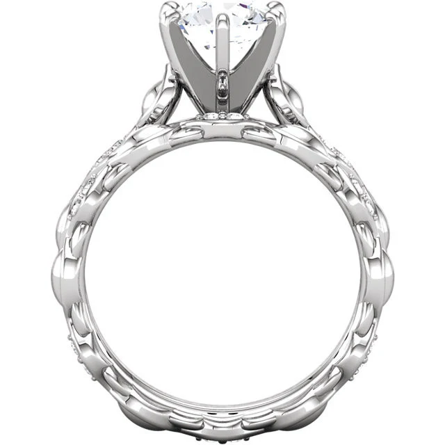 Cubic Zirconia Engagement Ring- The Terri (0.25-1.0 Carat Round-Cut Solitaire with Pillow-Inspired Band) - Image 4
