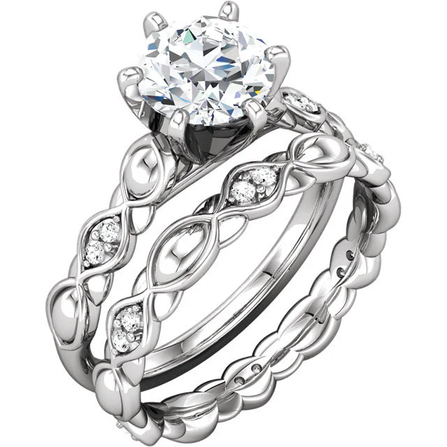 Cubic Zirconia Engagement Ring- The Terri (0.25-1.0 Carat Round-Cut Solitaire with Pillow-Inspired Band) - Image 6