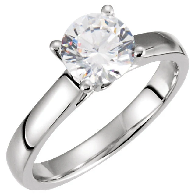 Cubic Zirconia Engagement Ring- The Valerie (Round-Cut Cathedral with 2 Bezel-Set Side Accent Stones) - Image 3