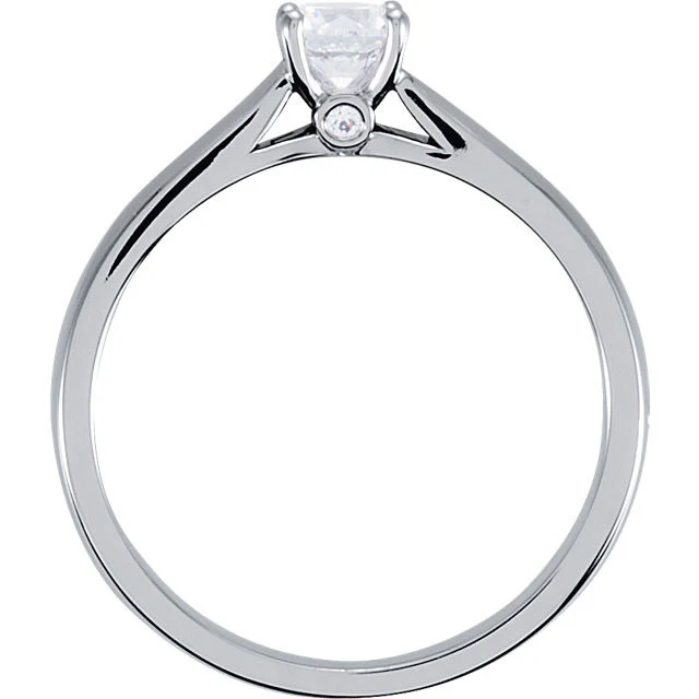 Cubic Zirconia Engagement Ring- The Valerie (Round-Cut Cathedral with 2 Bezel-Set Side Accent Stones) - Image 4