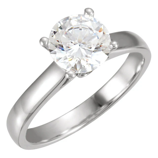 Cubic Zirconia Engagement Ring- The Valerie (Round-Cut Cathedral with 2 Bezel-Set Side Accent Stones) - Image 5