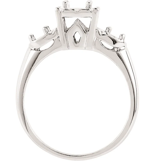 Cubic Zirconia Engagement Ring- The Vania (Floral Round Cut 3-stone) - Image 3