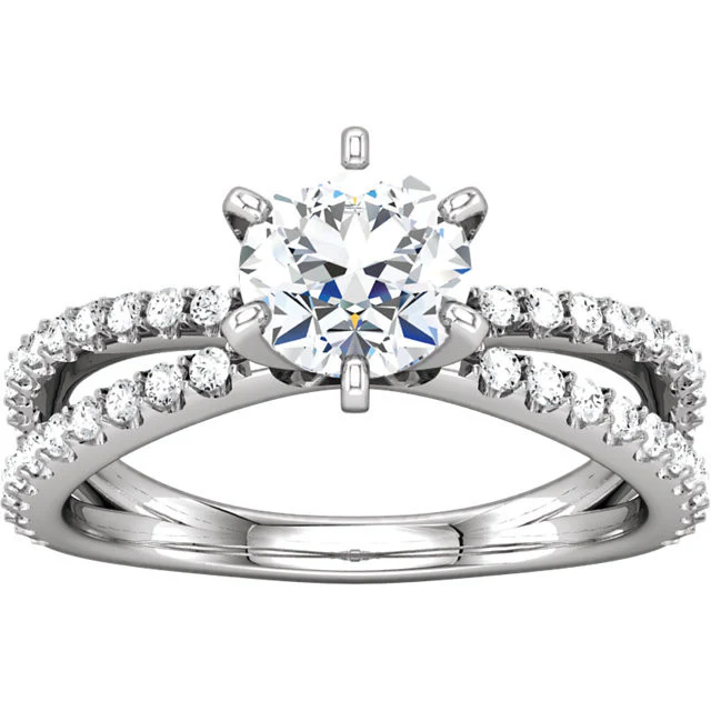 Cubic Zirconia Engagement Ring- The Veronica (0.5-1.0 Carat Round Split-Band) - Image 3
