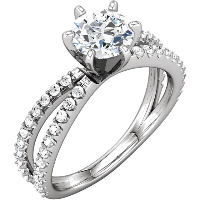 Cubic Zirconia Engagement Ring- The Veronica (0.5-1.0 Carat Round Split-Band) - Image 4