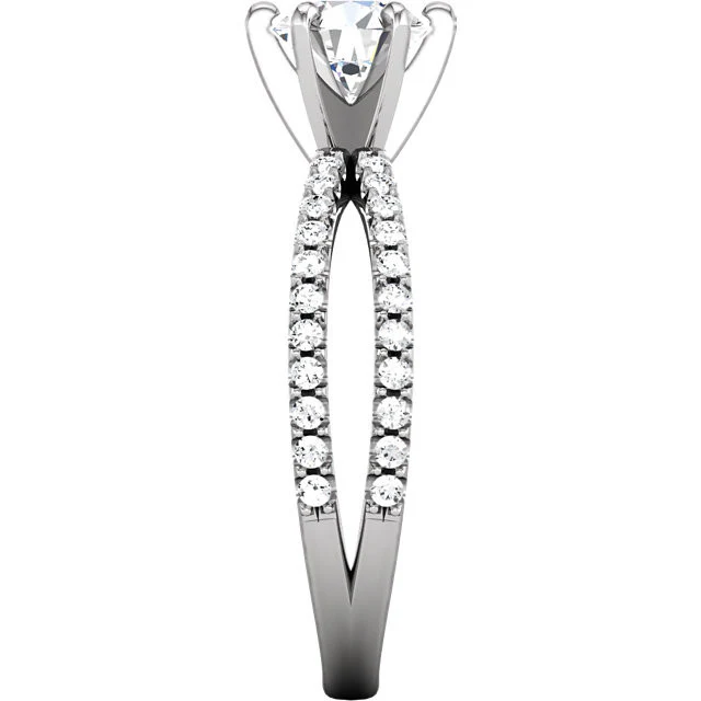 Cubic Zirconia Engagement Ring- The Veronica (0.5-1.0 Carat Round Split-Band) - Image 6