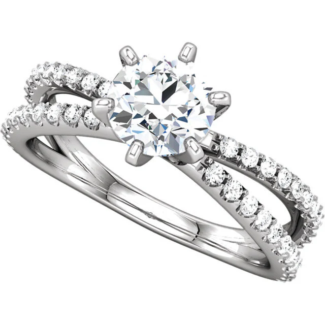 Cubic Zirconia Engagement Ring- The Veronica (0.5-1.0 Carat Round Split-Band) - Image 7