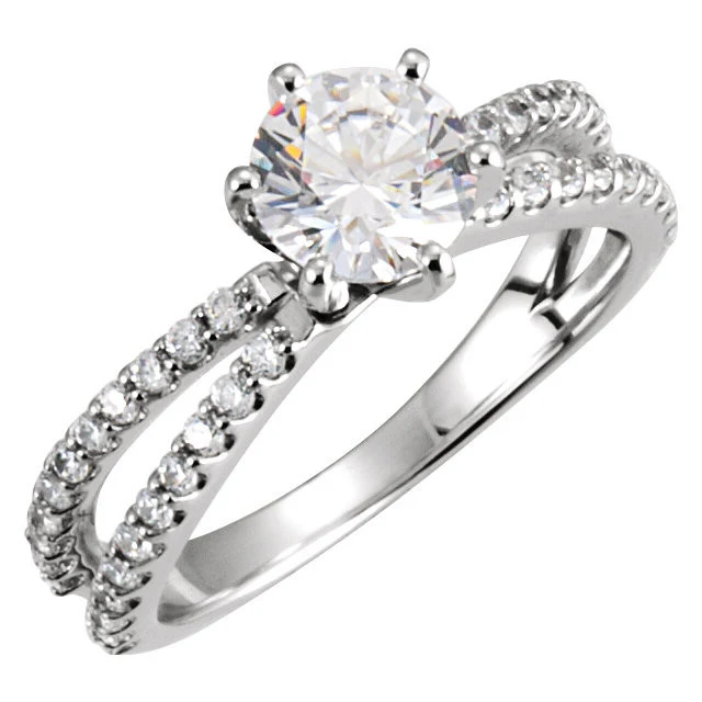 Cubic Zirconia Engagement Ring- The Veronica (0.5-1.0 Carat Round Split-Band) - Image 8