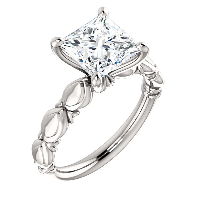 Cubic Zirconia Engagement Ring- The Vicki (Customizable Shell Sculpture Solitaire) - Image 3