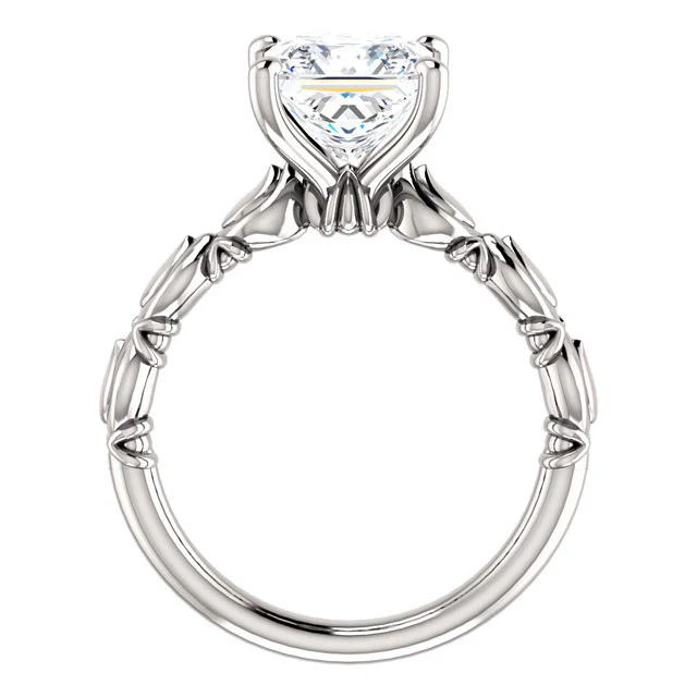 Cubic Zirconia Engagement Ring- The Vicki (Customizable Shell Sculpture Solitaire) - Image 4