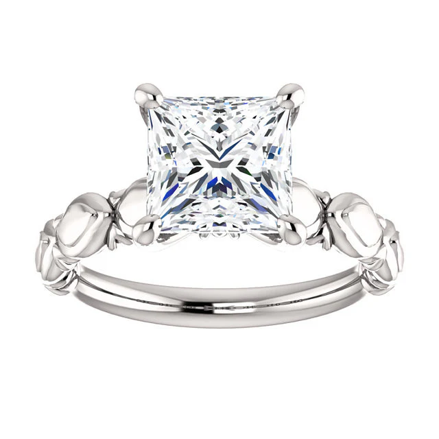 Cubic Zirconia Engagement Ring- The Vicki (Customizable Shell Sculpture Solitaire) - Image 5
