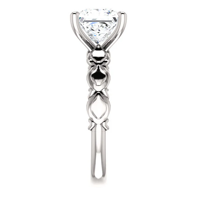 Cubic Zirconia Engagement Ring- The Vicki (Customizable Shell Sculpture Solitaire) - Image 6