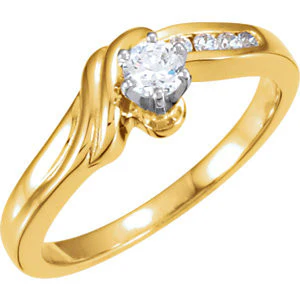 Cubic Zirconia Engagement Ring- The Xena (6-stone with Round Channel Hand-Engraved Band) - Image 3