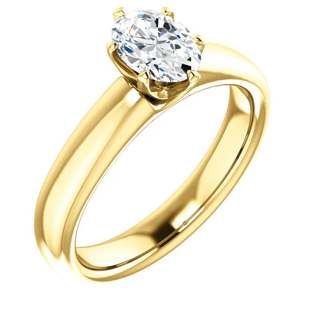Cubic Zirconia Engagement Ring- The Leah (6 Prong Stackable Solitaire: Round-Cut or Oval-Cut) - Image 4