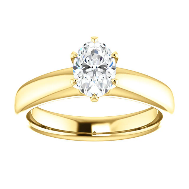 Cubic Zirconia Engagement Ring- The Leah (6 Prong Stackable Solitaire: Round-Cut or Oval-Cut) - Image 5