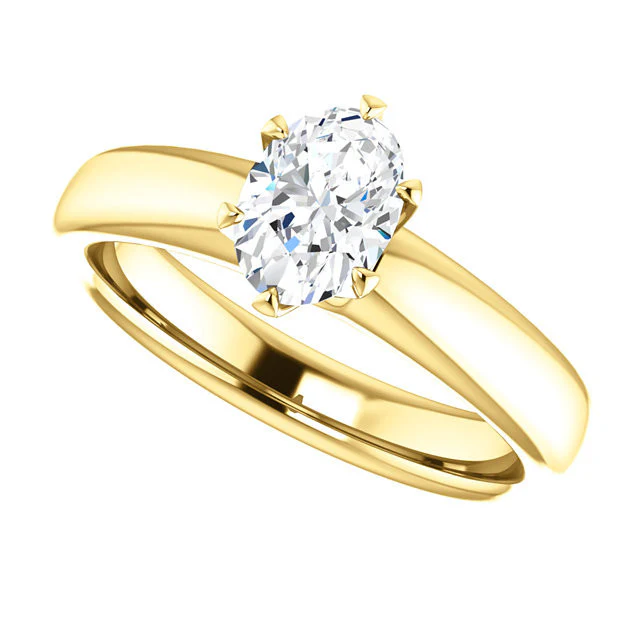 Cubic Zirconia Engagement Ring- The Leah (6 Prong Stackable Solitaire: Round-Cut or Oval-Cut) - Image 7